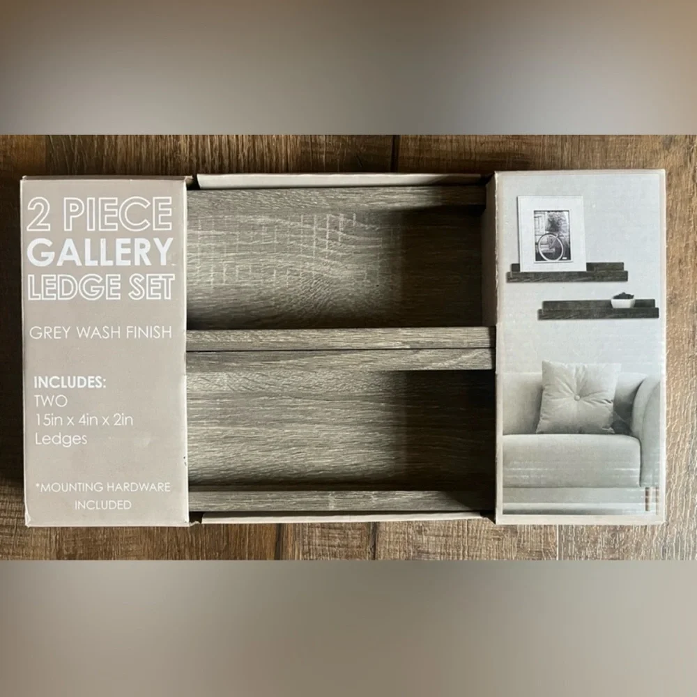 Rustic Gray Wall Shelf Set-2 Piece. New in box. 15in x 4in x2in